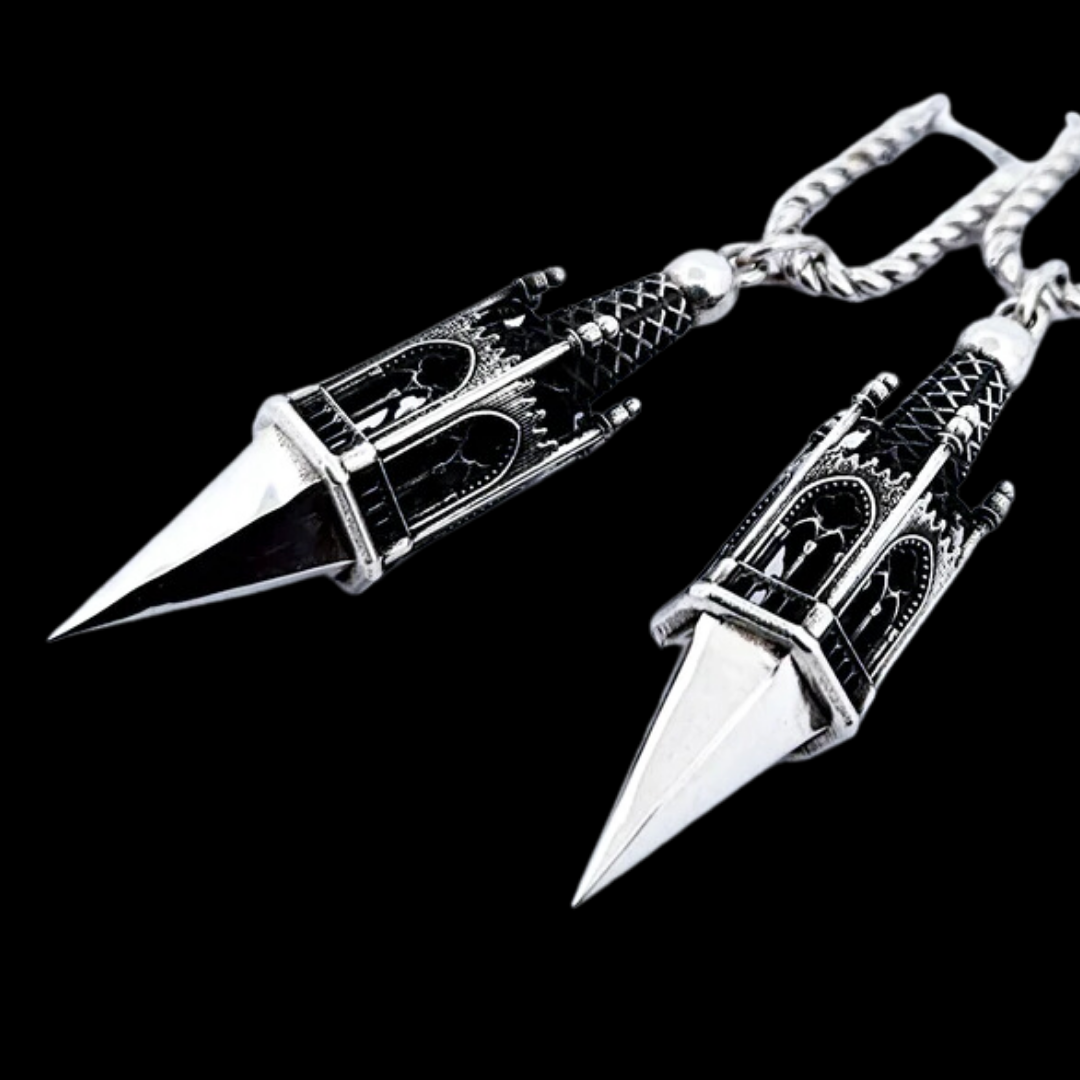 Gothic Tower Pyramid Dangling Earrings