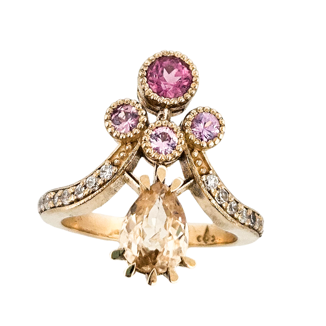 Antique Pear Ring - Gold, Color Change Garnet, Sapphire - Inchoo Bijoux