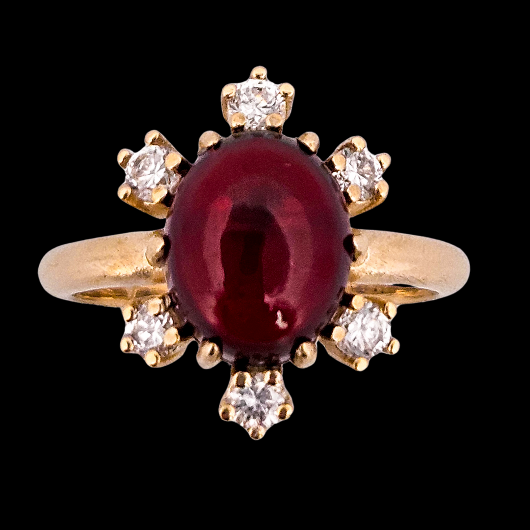 Celestial Glow Ring - Gold, Garnet and Diamonds - Inchoo Bijoux