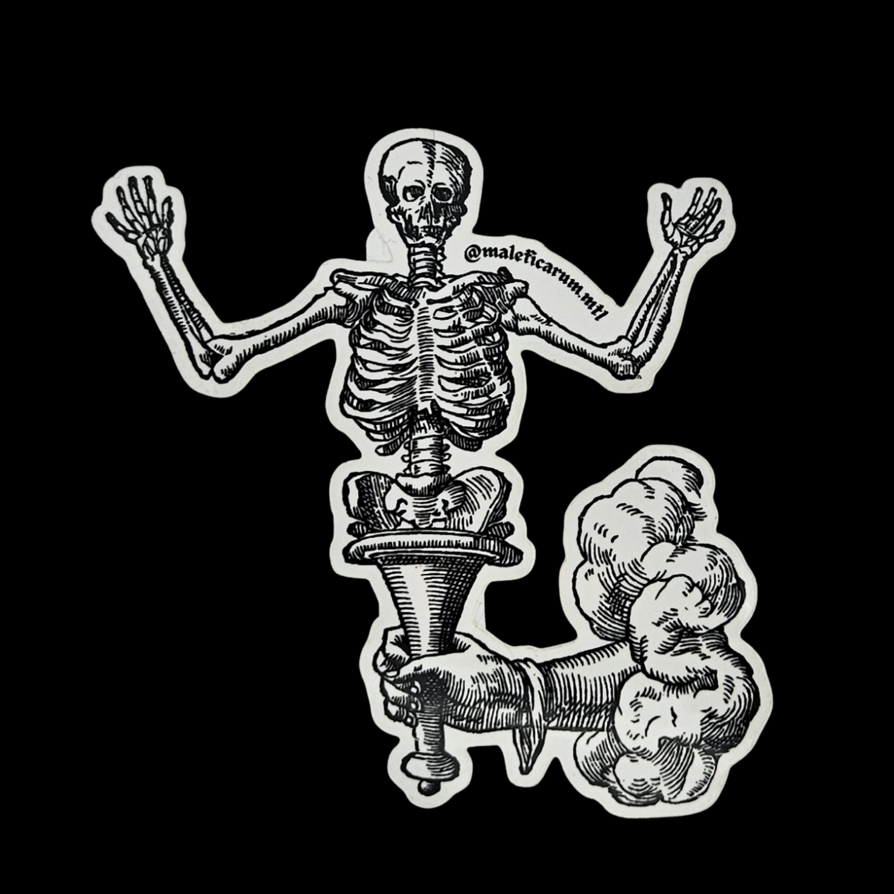 Gifted Skeleton Black and White Sticker - Inchoo Bijoux