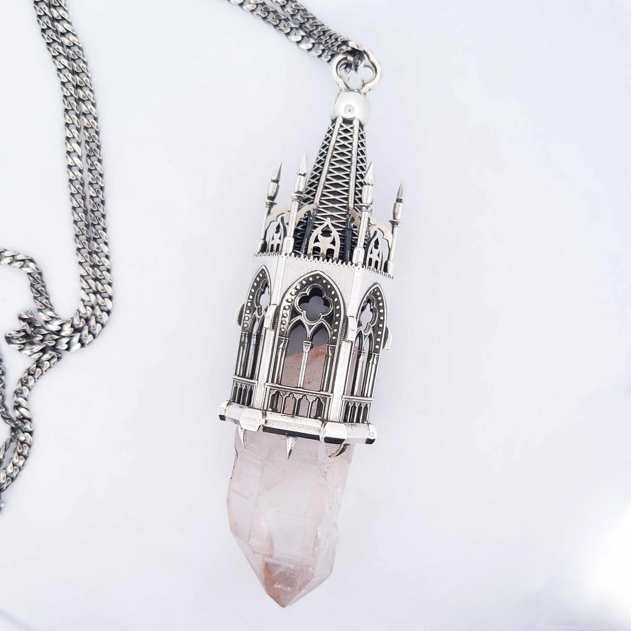 Temptation Tower 2 - Heavy Quartz Cathedral Pendant - Inchoo Bijoux