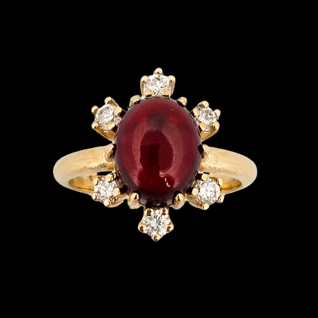 Celestial Glow Ring - Gold, Garnet and Diamonds - Inchoo Bijoux