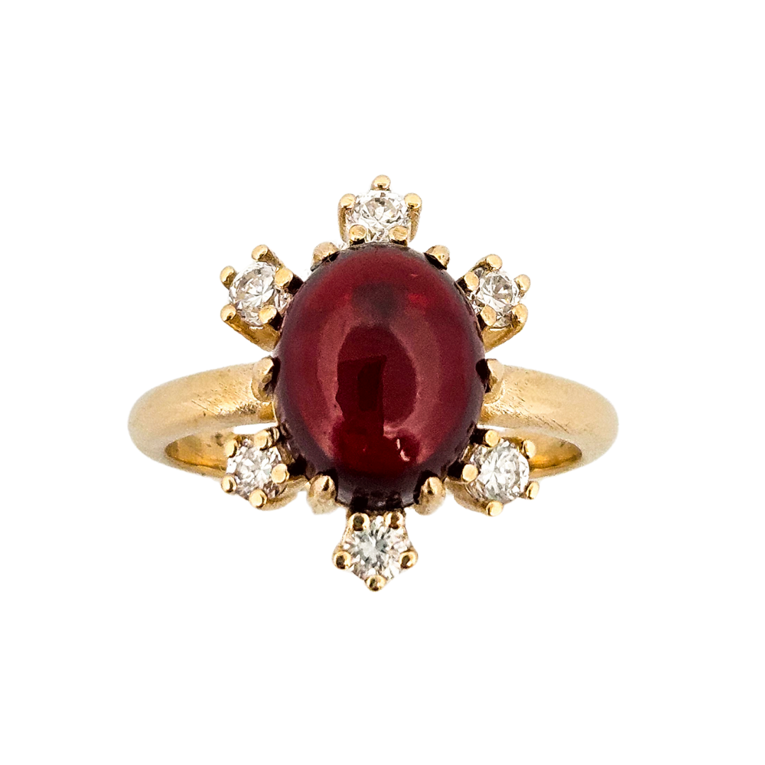 Celestial Glow Ring - Gold, Garnet and Diamonds - Inchoo Bijoux