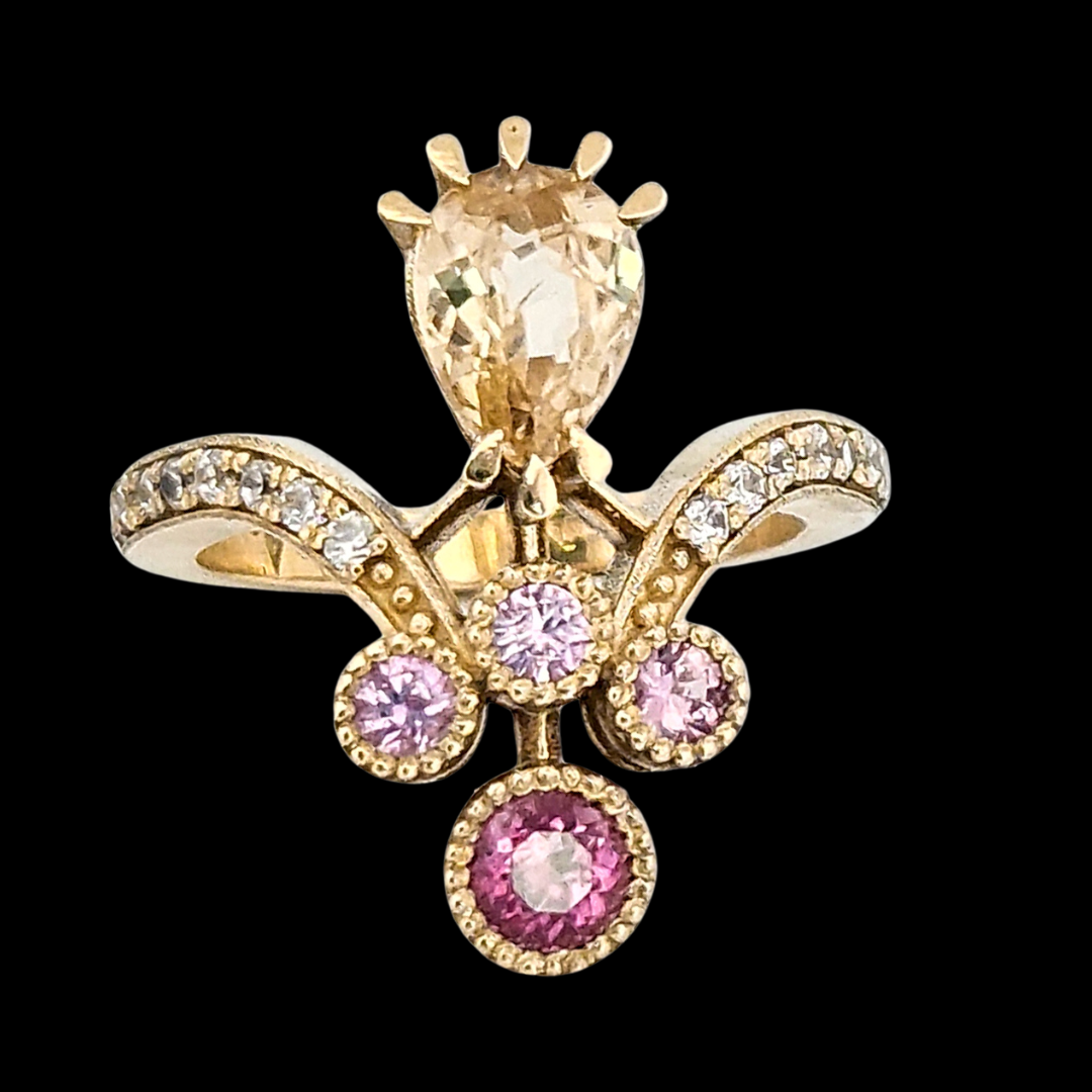 Antique Pear Ring - Gold, Color Change Garnet, Sapphire - Inchoo Bijoux