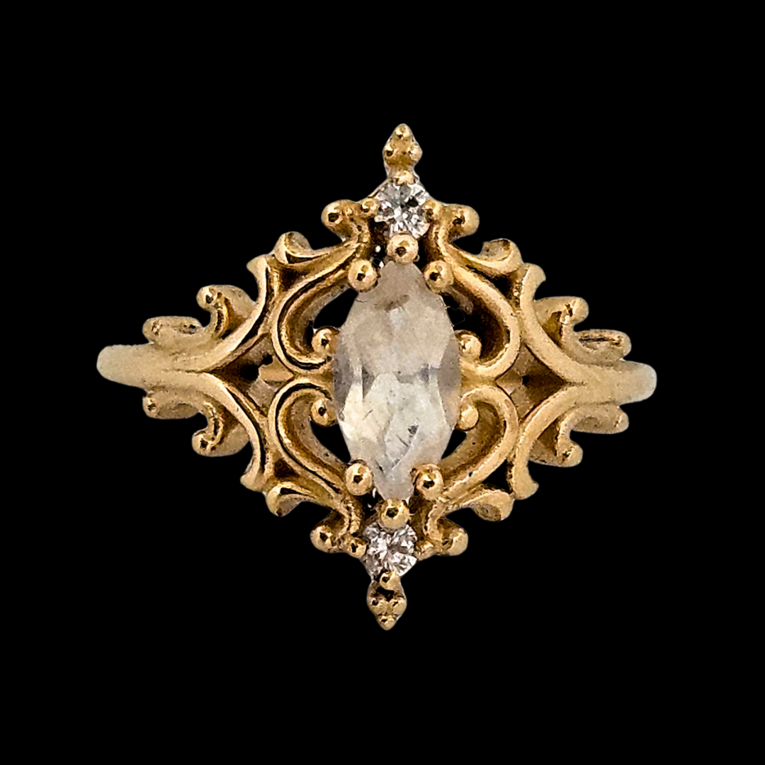 La Marquise Ring - Gold, Moonstone and Diamonds - Inchoo Bijoux