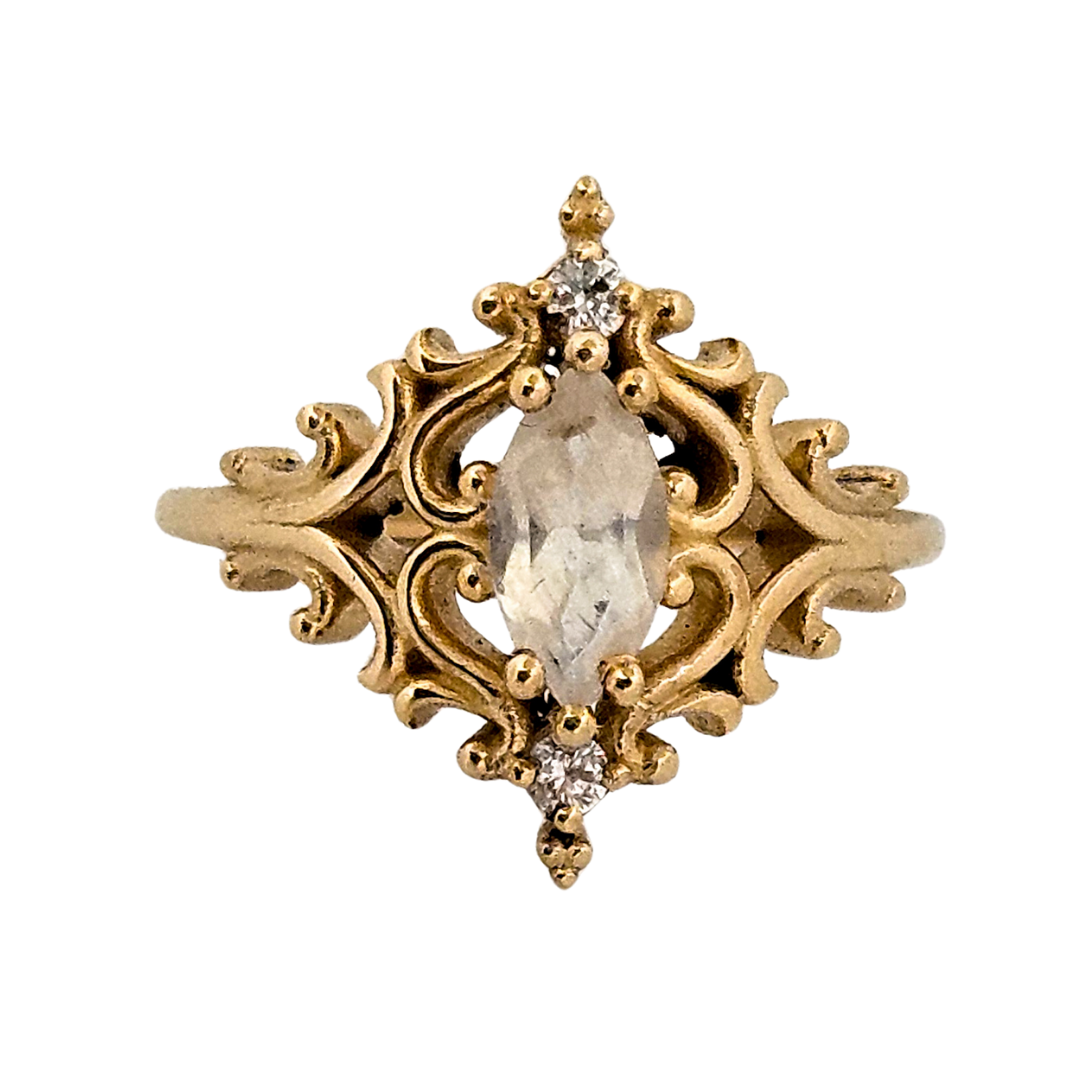 La Marquise Ring - Gold, Moonstone and Diamonds - Inchoo Bijoux