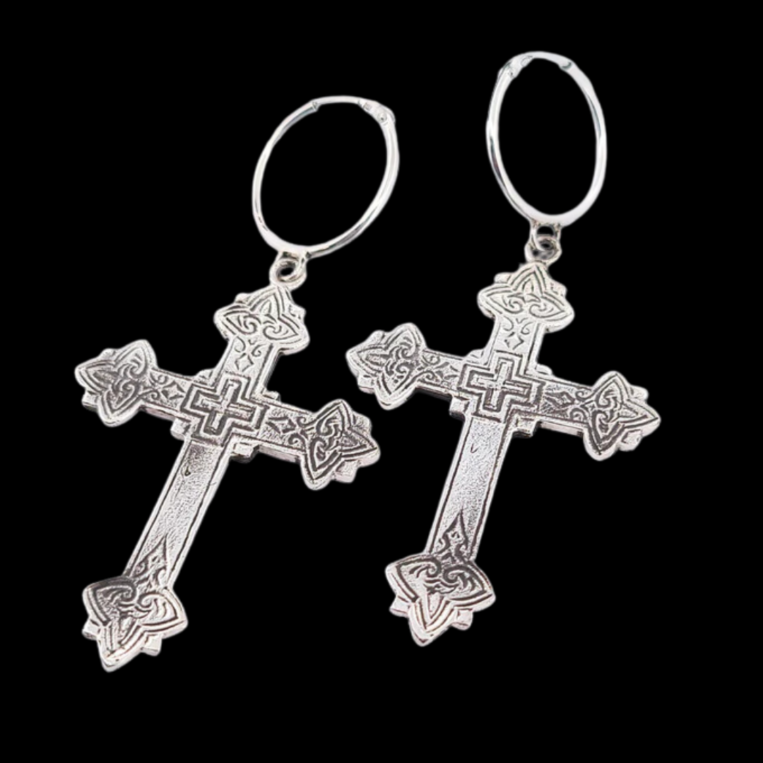 Armenian Cross Hoop Earrings
