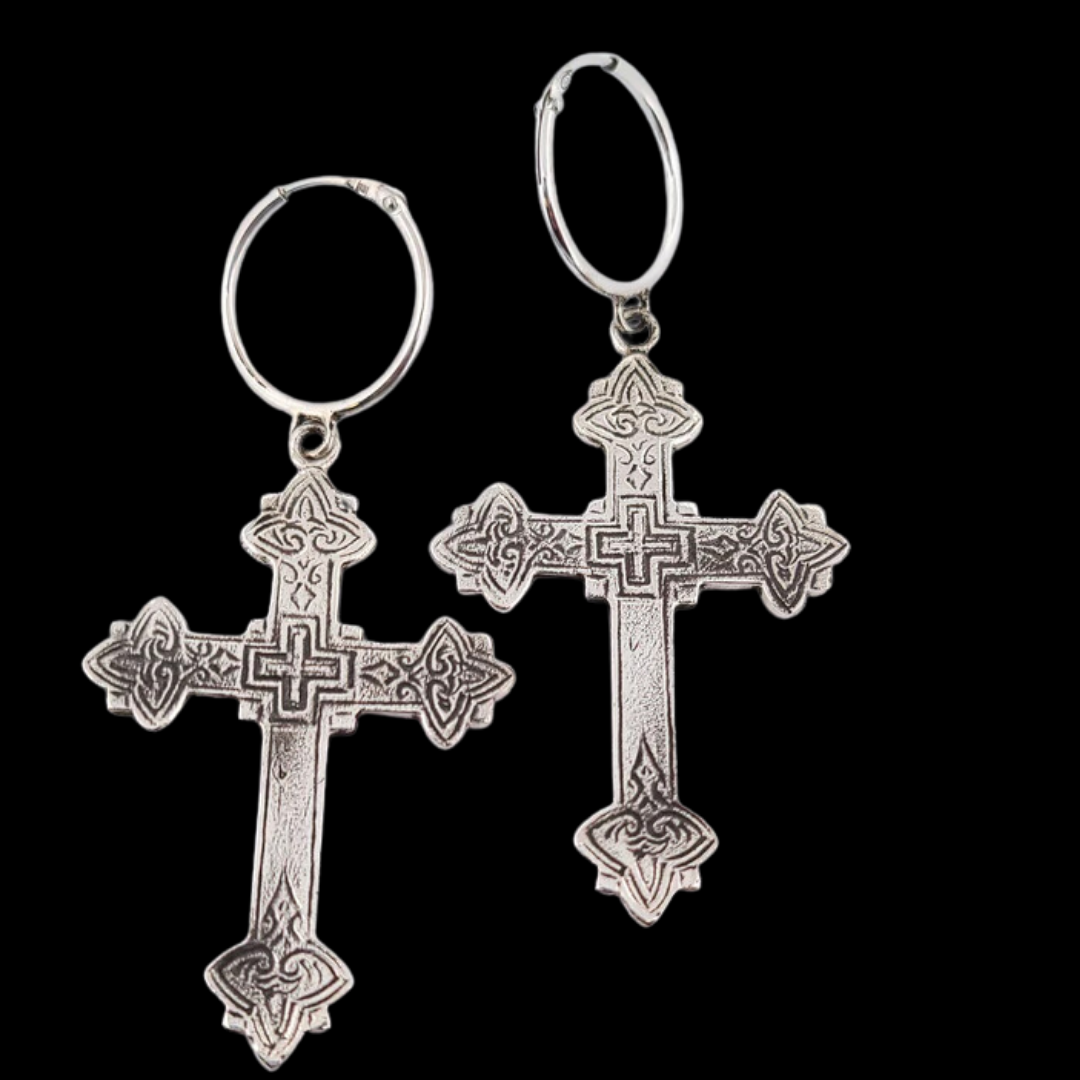 Armenian Cross Hoop Earrings