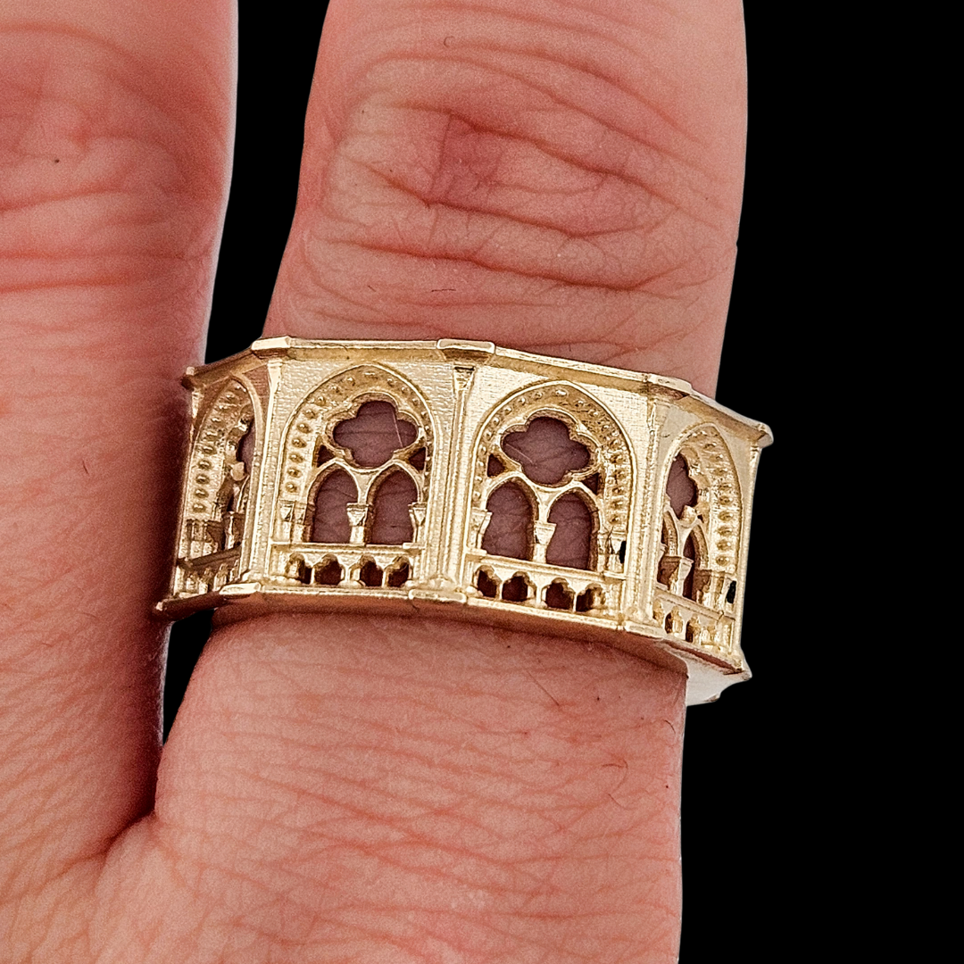 Holy Gothic Church Ring Band Narrow Version - Gold Options - Inchoo Bijoux