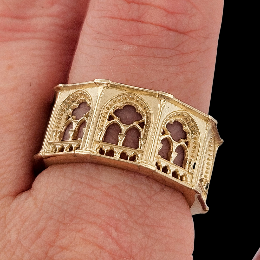 Holy Gothic Church Ring Band Narrow Version - Gold Options - Inchoo Bijoux