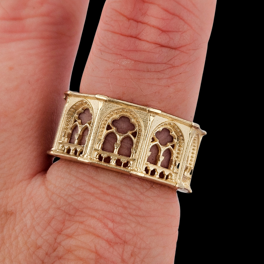 Holy Gothic Church Ring Band Narrow Version - Gold Options - Inchoo Bijoux