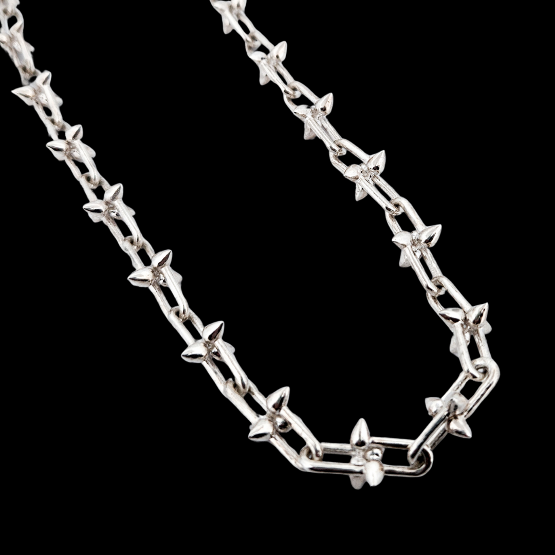 Studded U-Link Spiky Chain Sterling Silver - Inchoo Bijoux