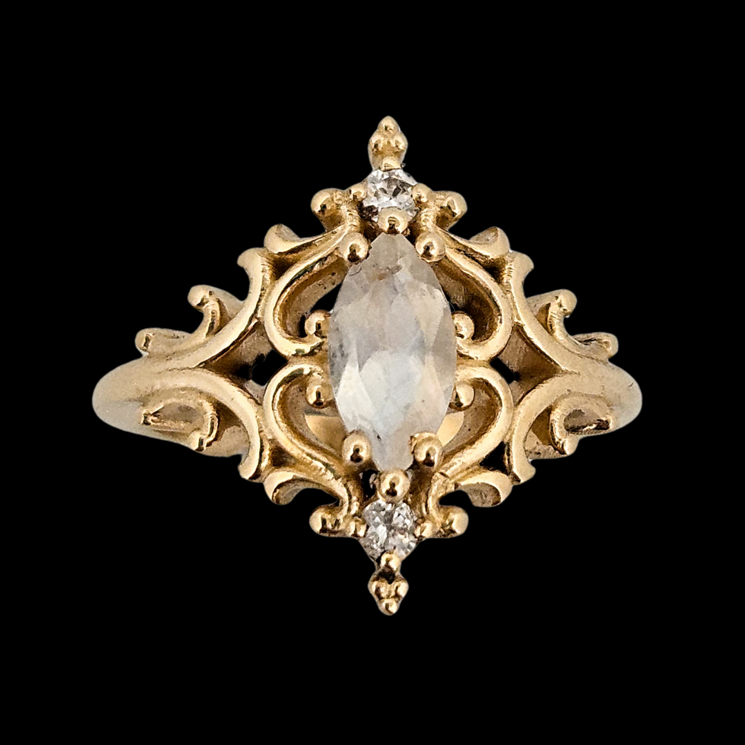 La Marquise Ring - Gold, Moonstone and Diamonds - Inchoo Bijoux