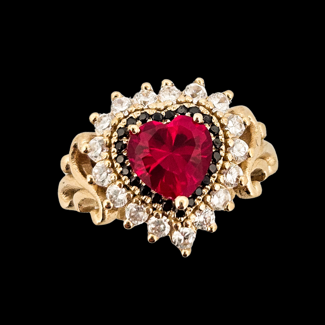 Immaculate Sacred Heart Ring - Gold, Garnet and Diamonds - Inchoo Bijoux