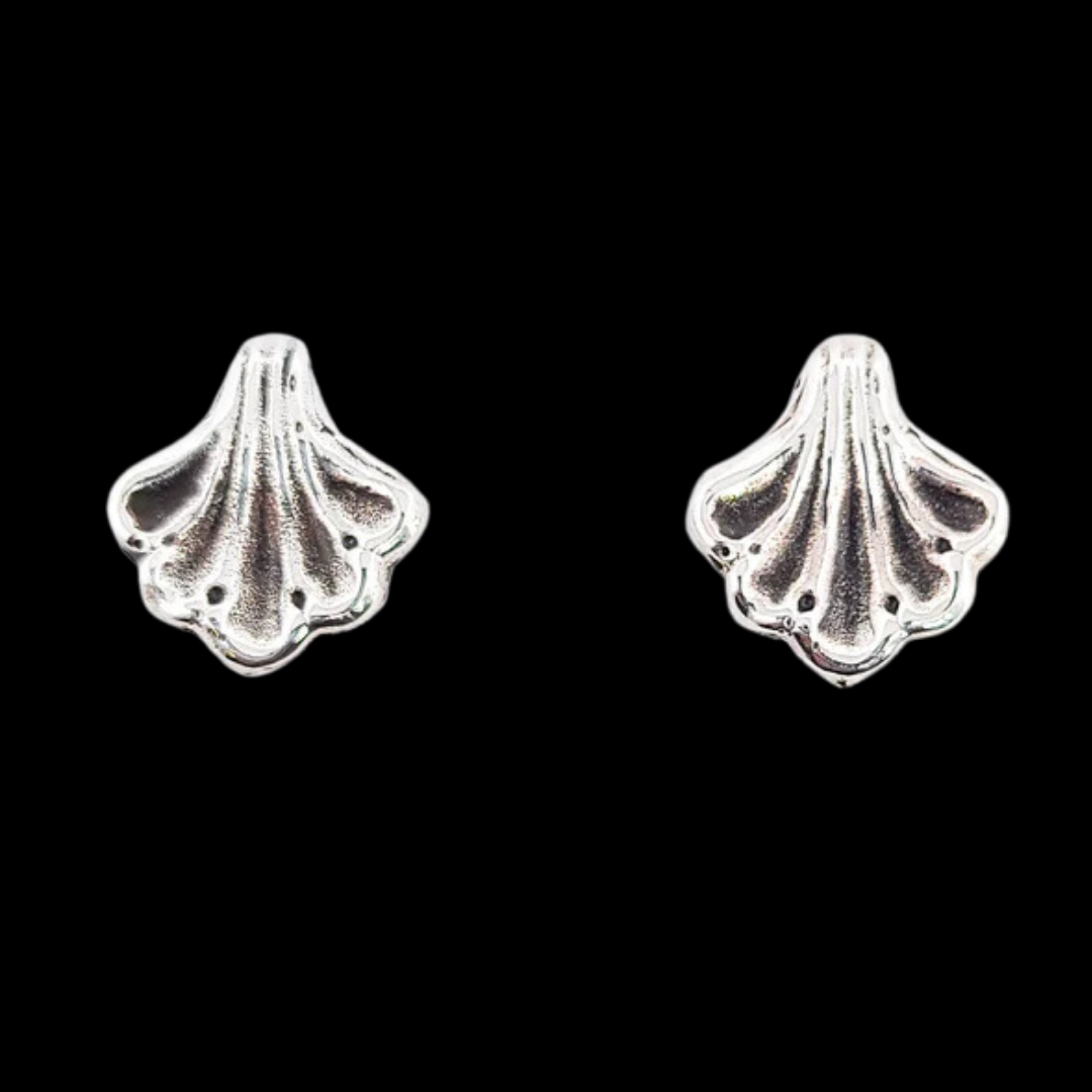 Baroque Shell Stud Earrings Silver
