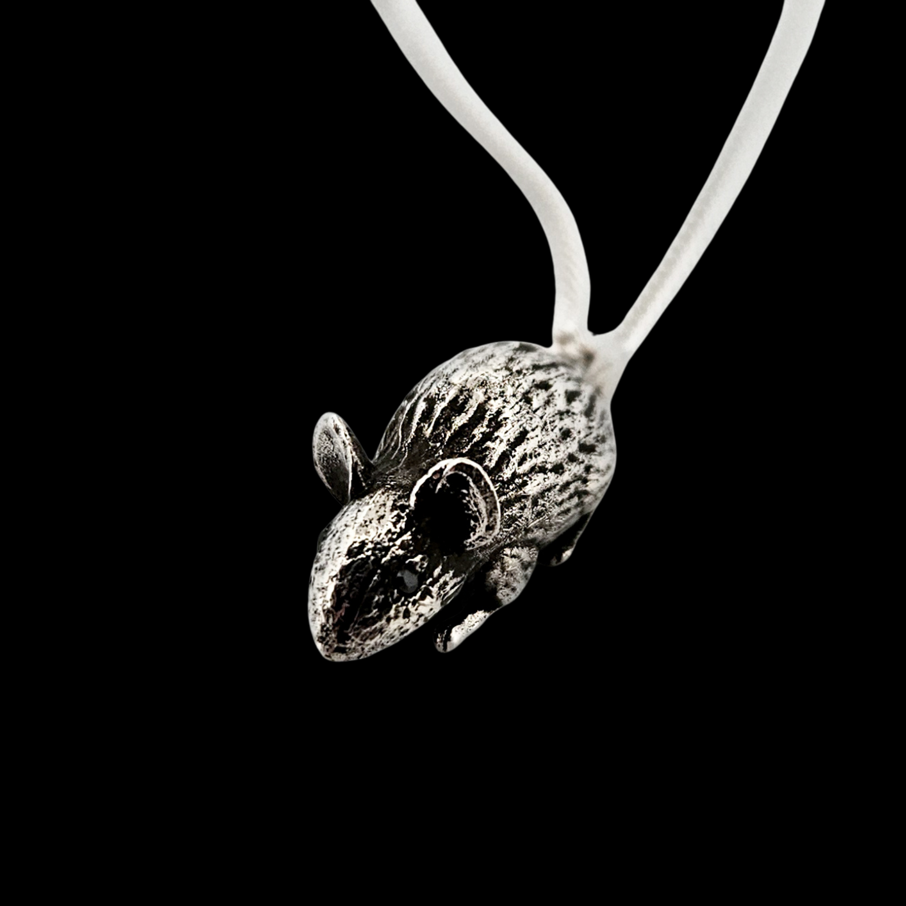 Rat with Gemstone Eyes Pendant Sterling Silver - Inchoo Bijoux