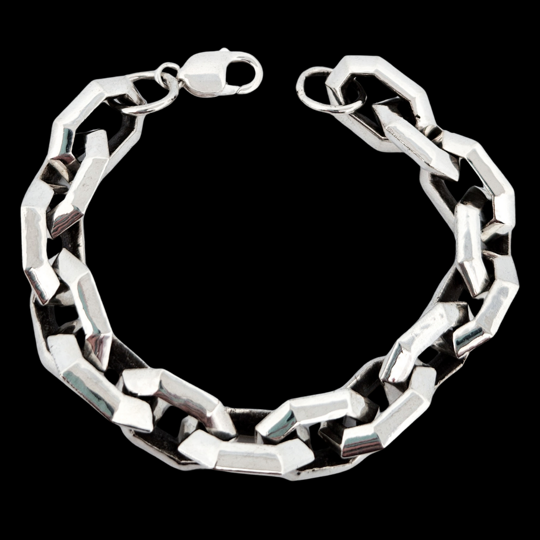 Bulky Heavy Edge Bracelet Sterling Silver - Inchoo Bijoux