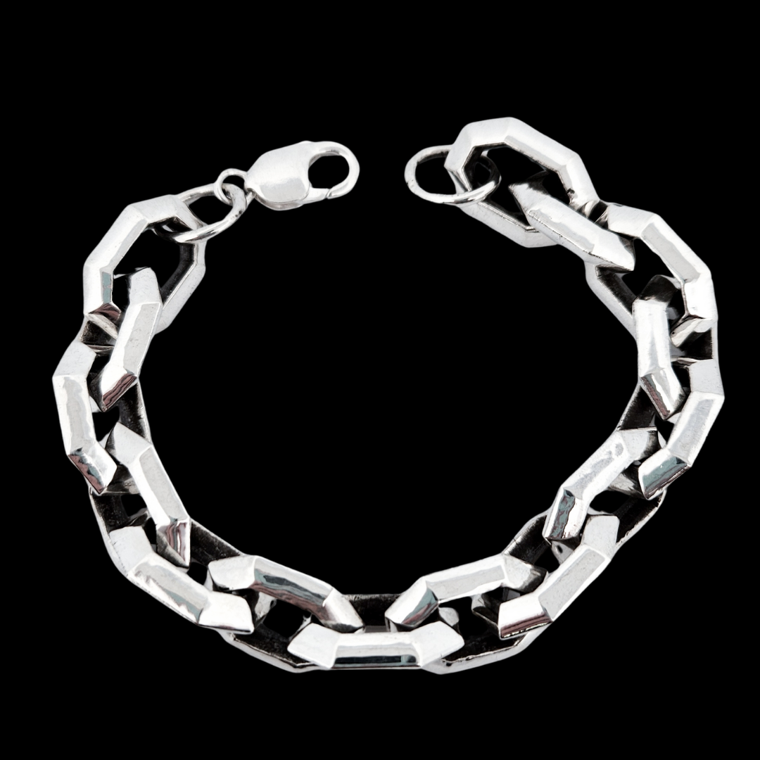 Bulky Heavy Edge Bracelet Sterling Silver - Inchoo Bijoux
