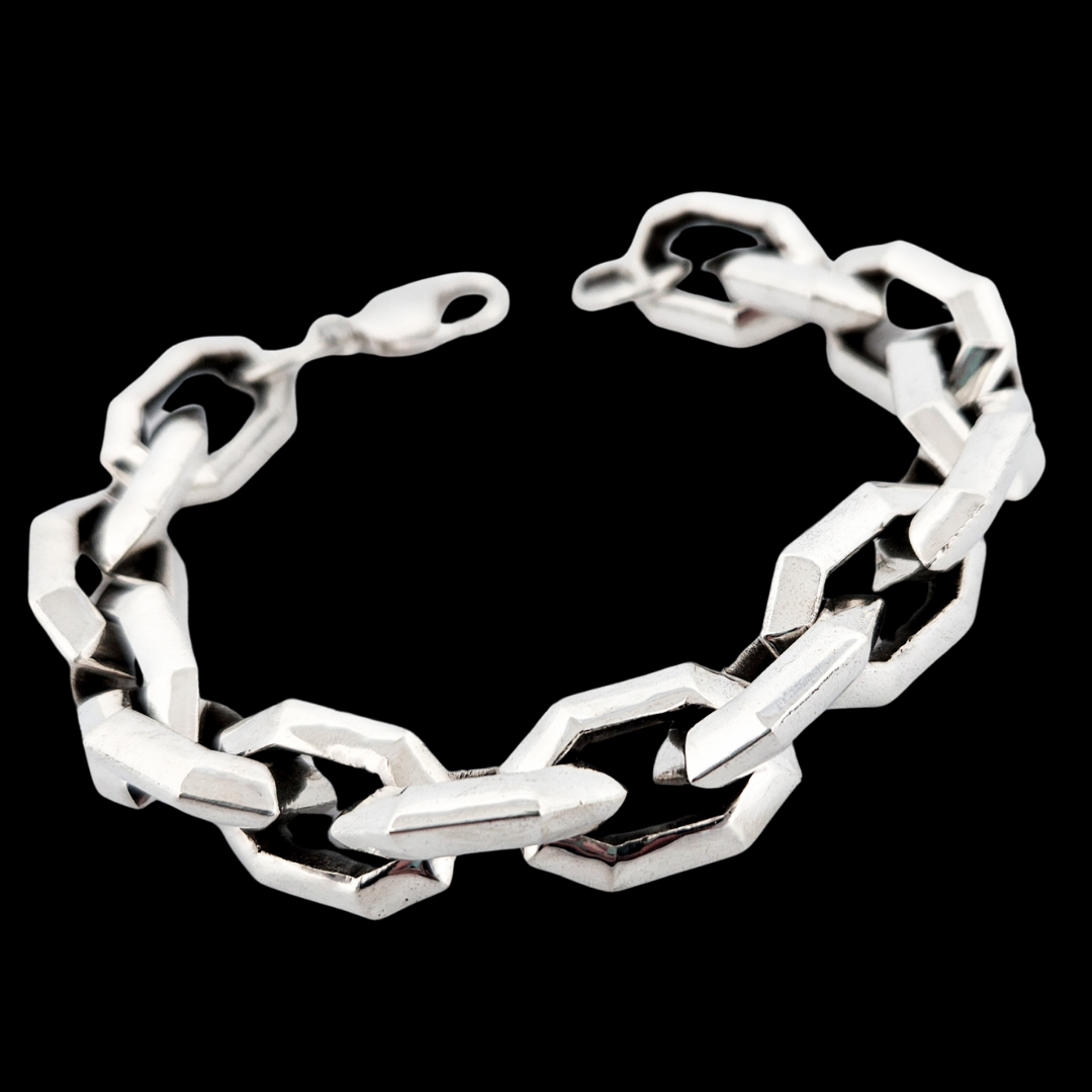 Bulky Heavy Edge Bracelet Sterling Silver - Inchoo Bijoux