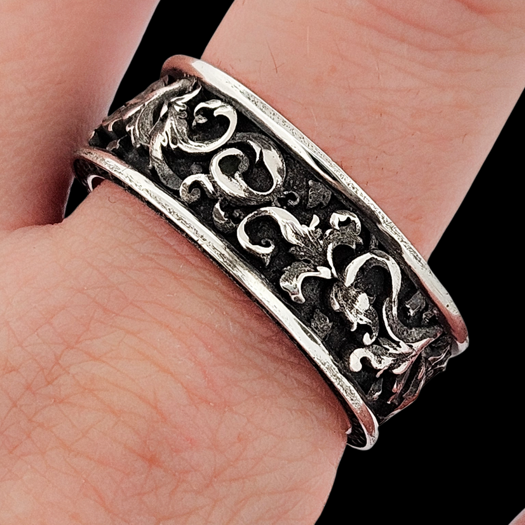 Rococo Fantasy Ring Band Sterling Silver