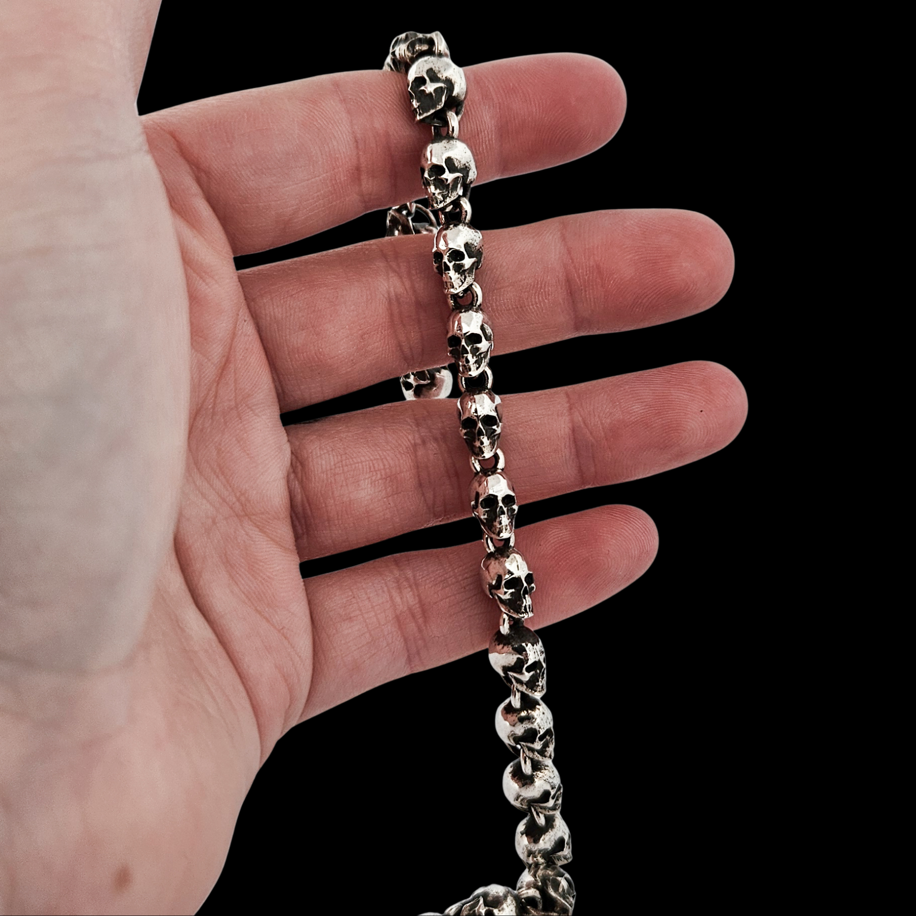 Small Sterling Silver Skull Bracelet - Inchoo Bijoux