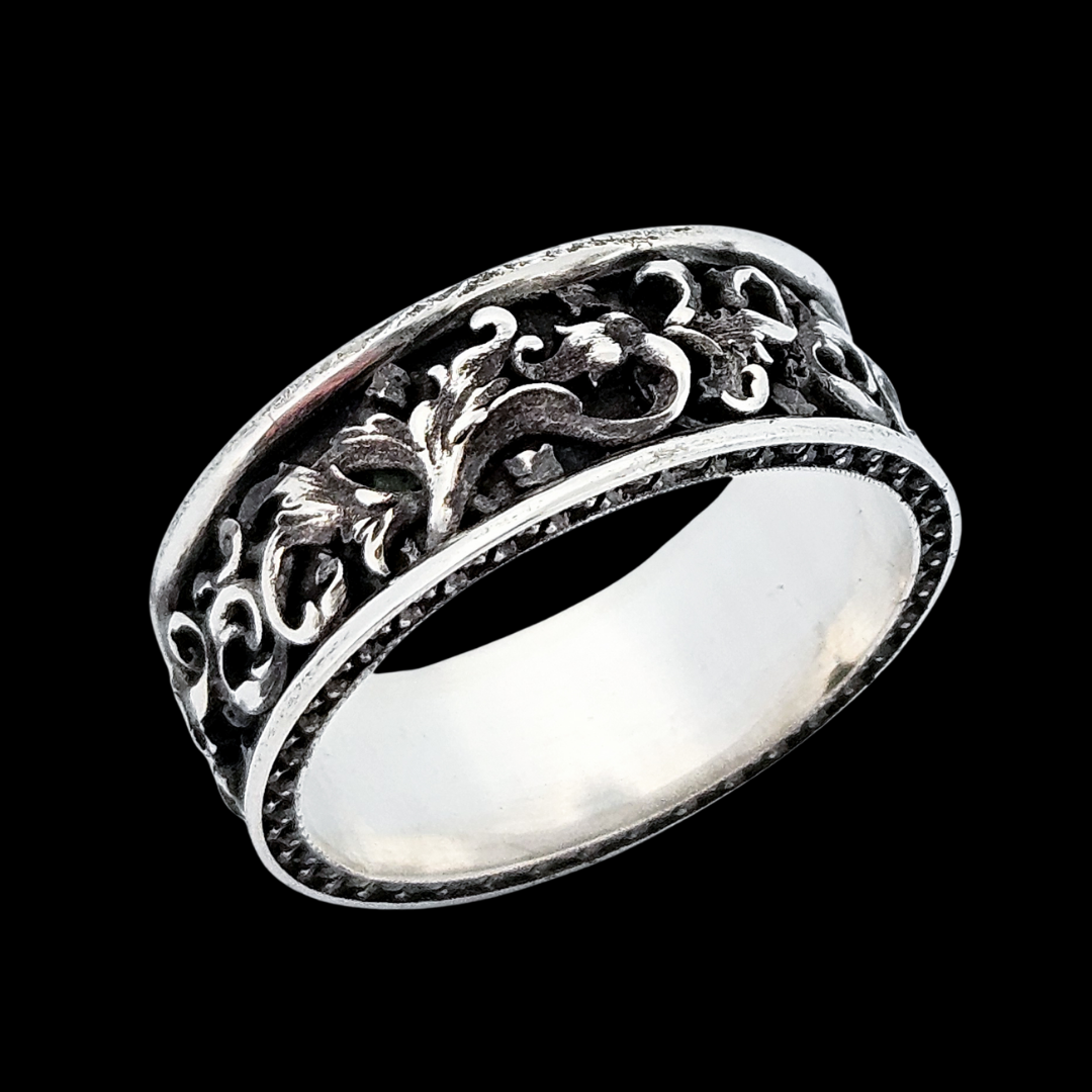 Rococo Fantasy Ring Band Sterling Silver