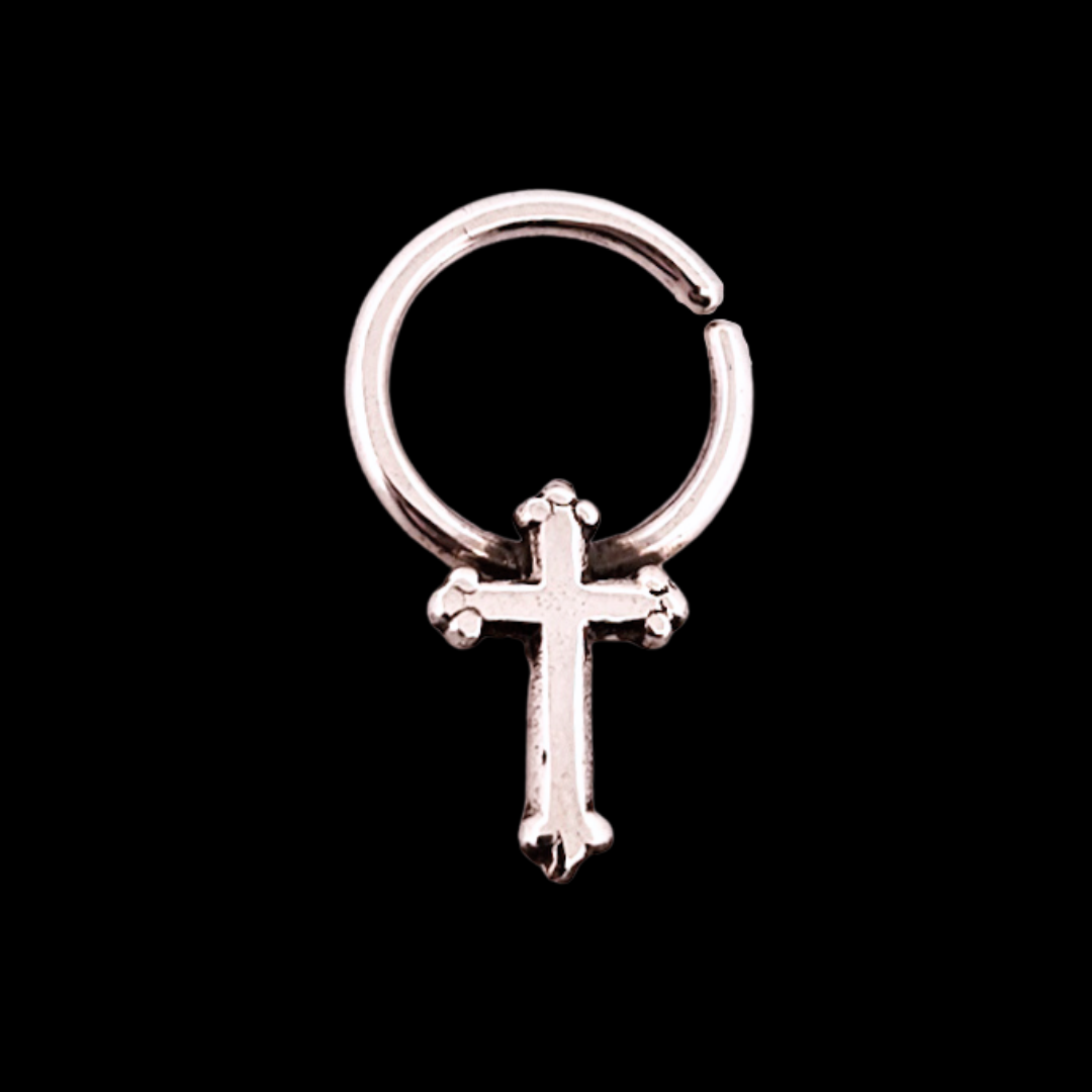 Tiny Trefoil Cross Septum Piercing Sterling Silver - Inchoo Bijoux