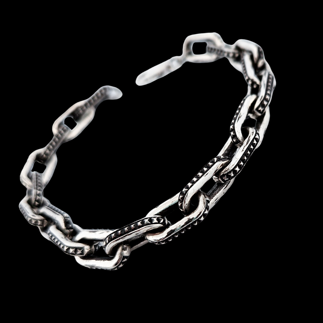 Studded Link Sterling Silver Bracelet - Inchoo Bijoux