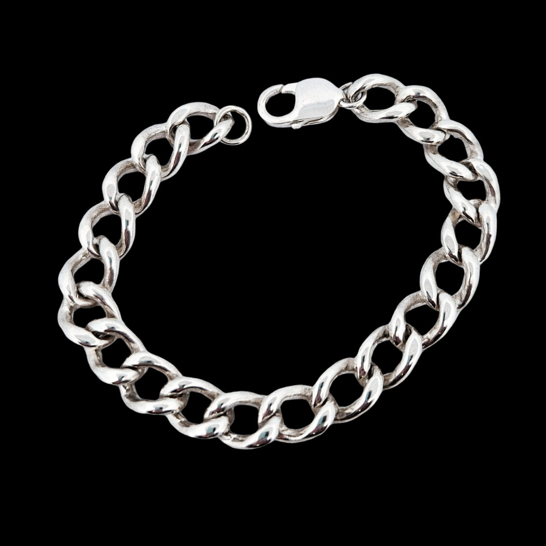 Heavy Flat Gourmette Chain Bracelet Sterling Silver - Inchoo Bijoux