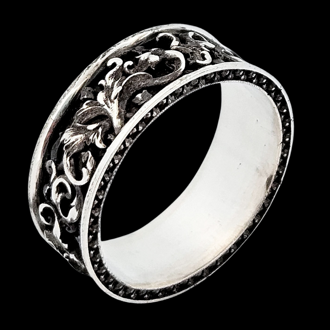 Rococo Fantasy Ring Band Sterling Silver