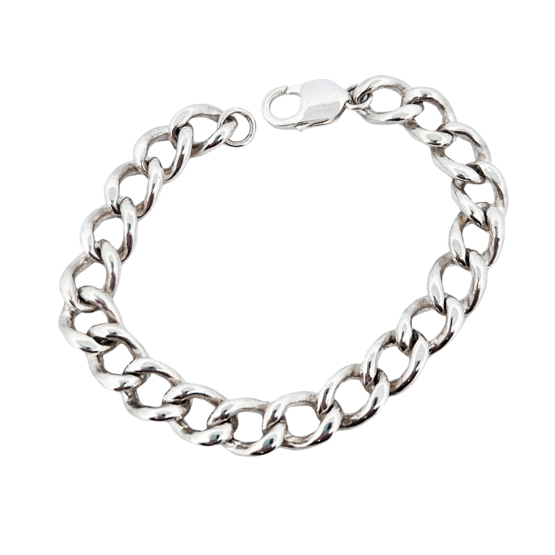 Heavy Flat Gourmette Chain Bracelet Sterling Silver - Inchoo Bijoux