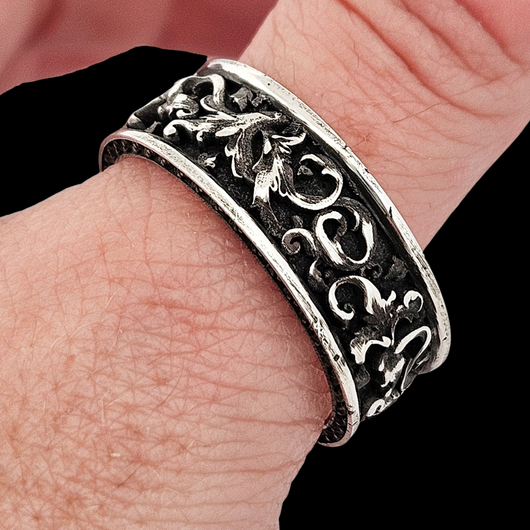 Rococo Fantasy Ring Band Sterling Silver