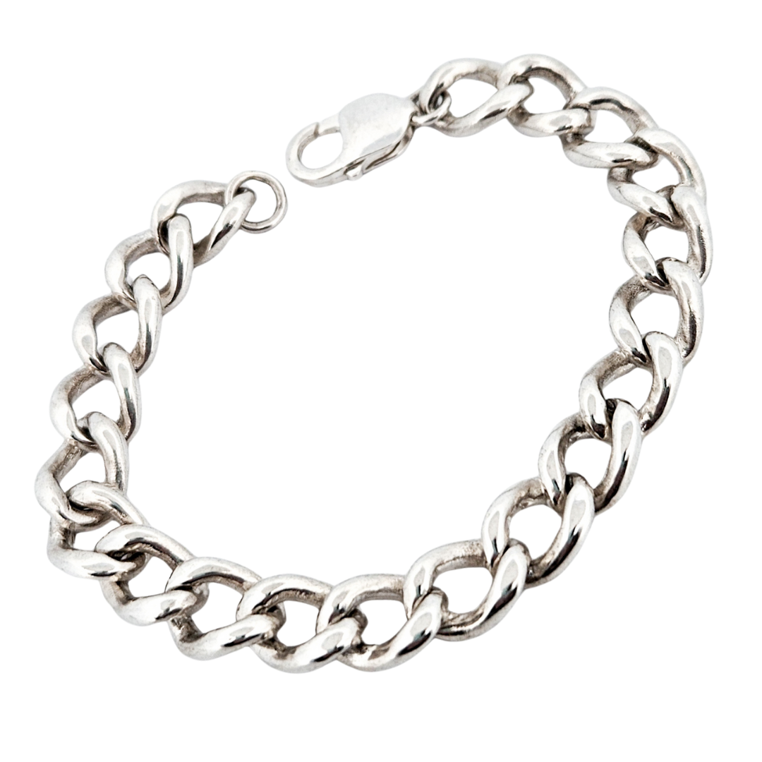 Heavy Flat Gourmette Chain Bracelet Sterling Silver - Inchoo Bijoux