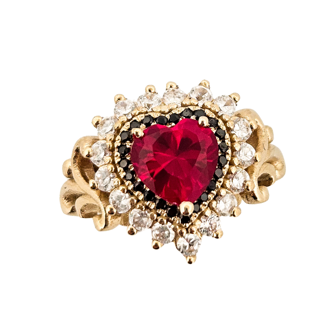 Immaculate Sacred Heart Ring - Gold, Garnet and Diamonds - Inchoo Bijoux