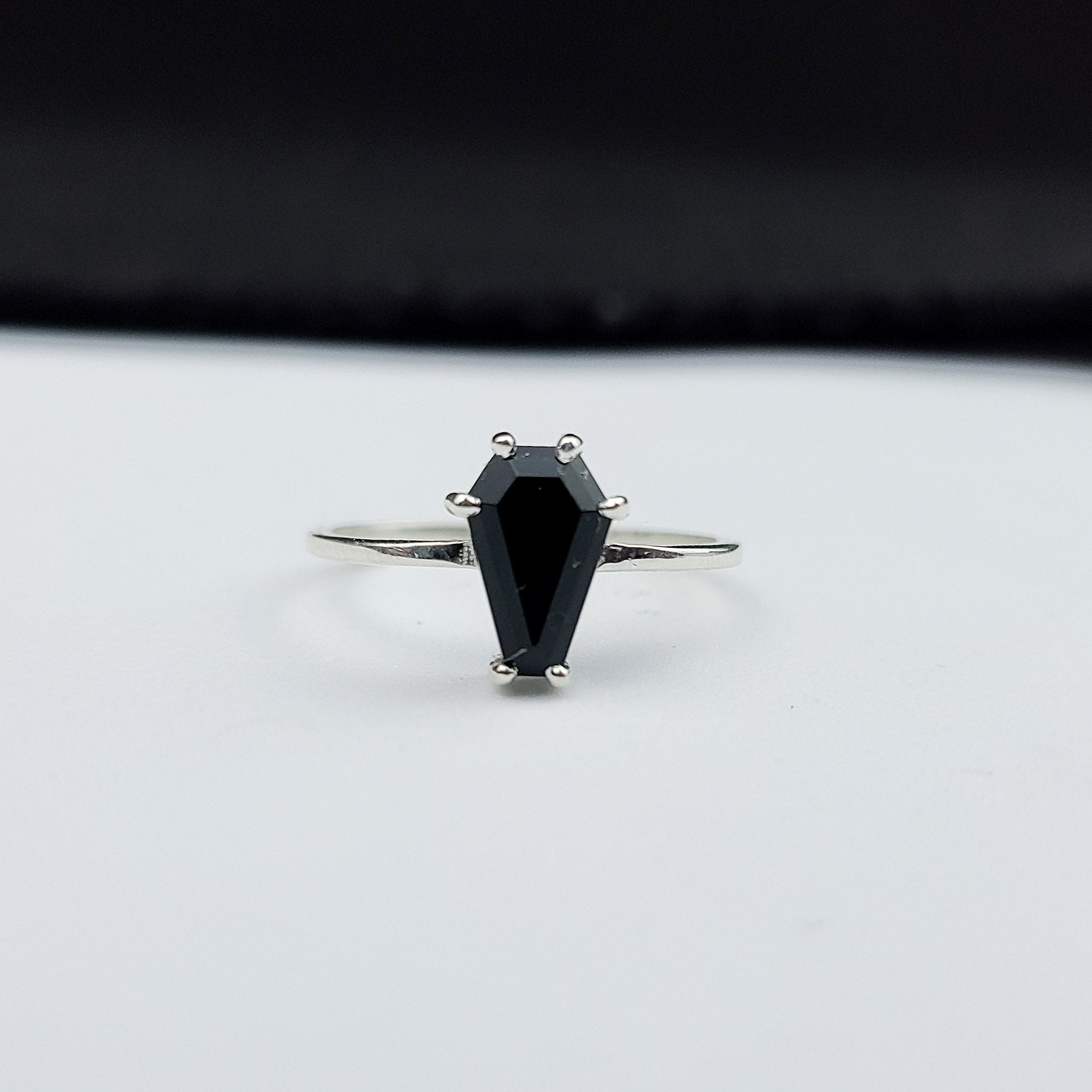 Cute Black Coffin Ring Sterling Silver (6x9) - Color Selection - Inchoo Bijoux