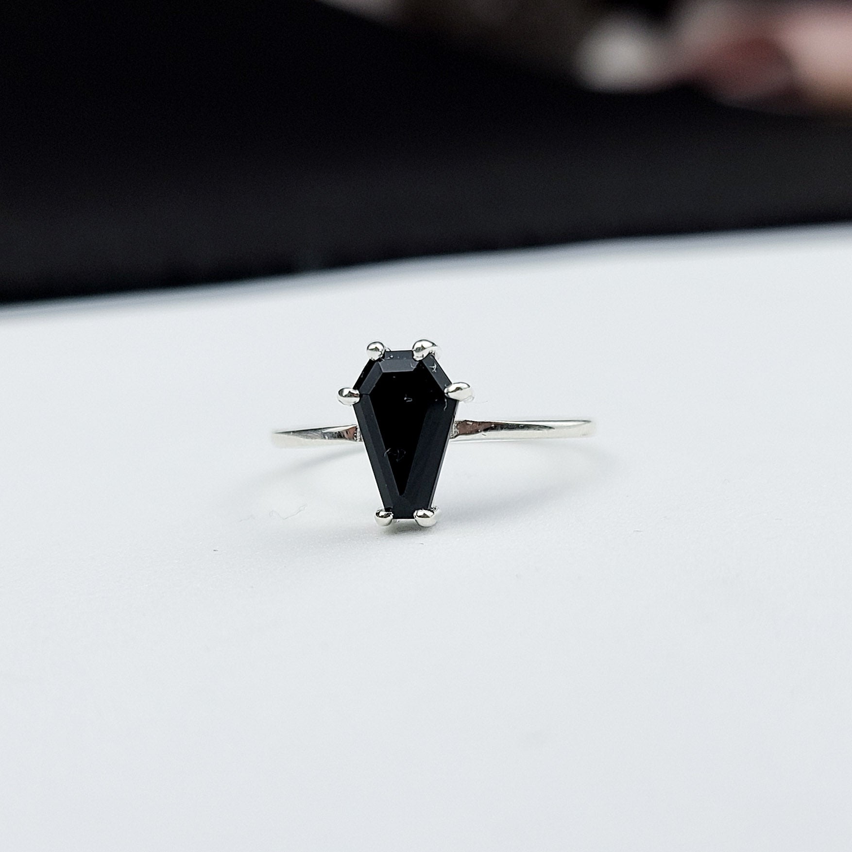 Cute Black Coffin Ring Sterling Silver (6x9) - Color Selection - Inchoo Bijoux