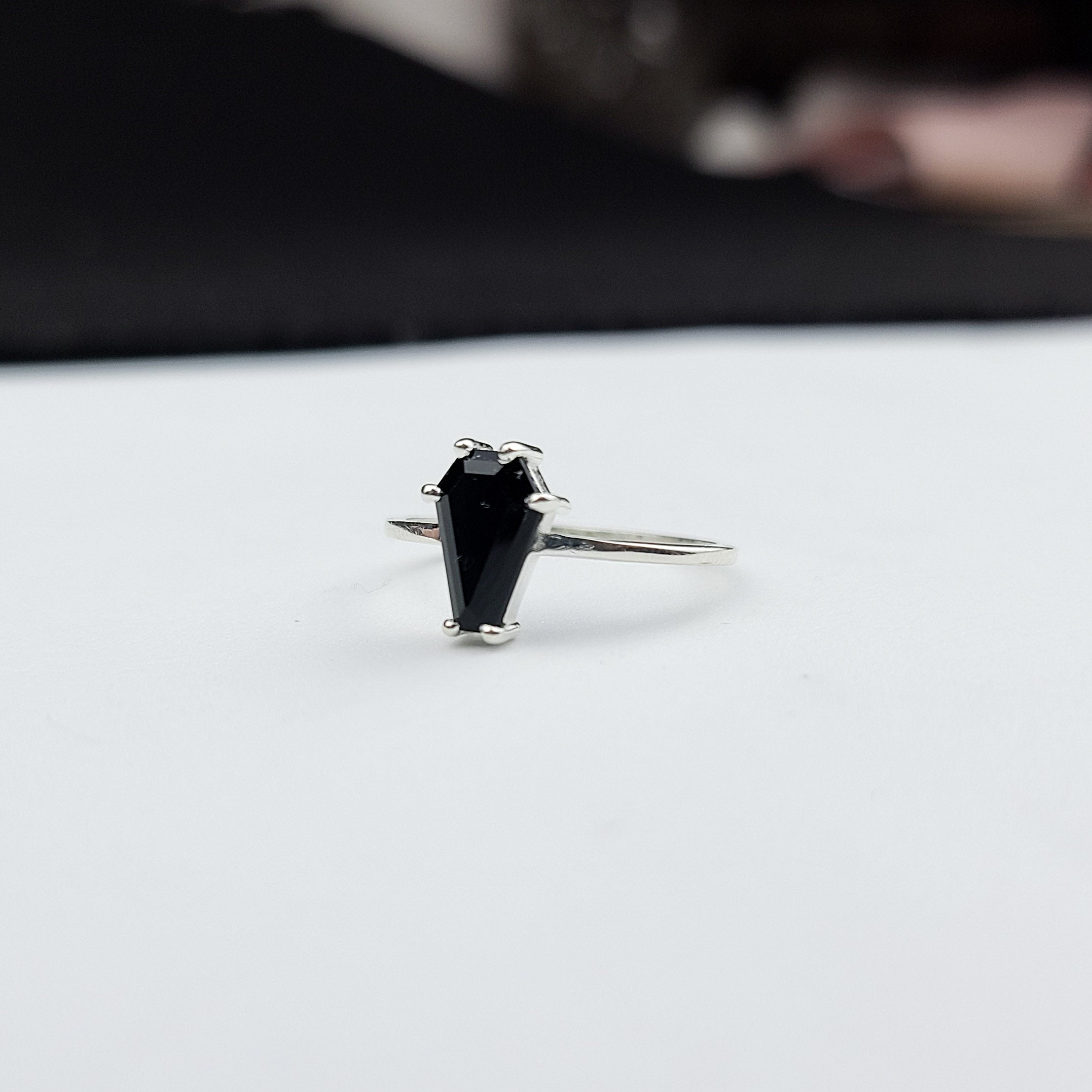 Cute Black Coffin Ring Sterling Silver (6x9) - Color Selection - Inchoo Bijoux
