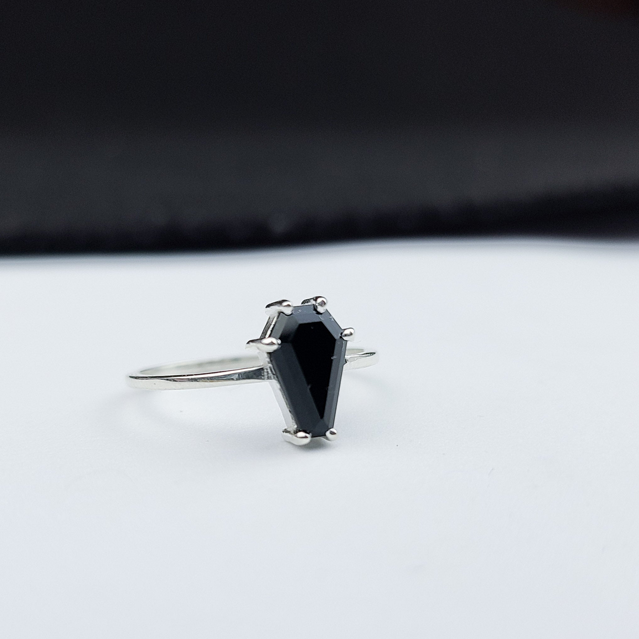 Cute Black Coffin Ring Sterling Silver (6x9) - Color Selection - Inchoo Bijoux