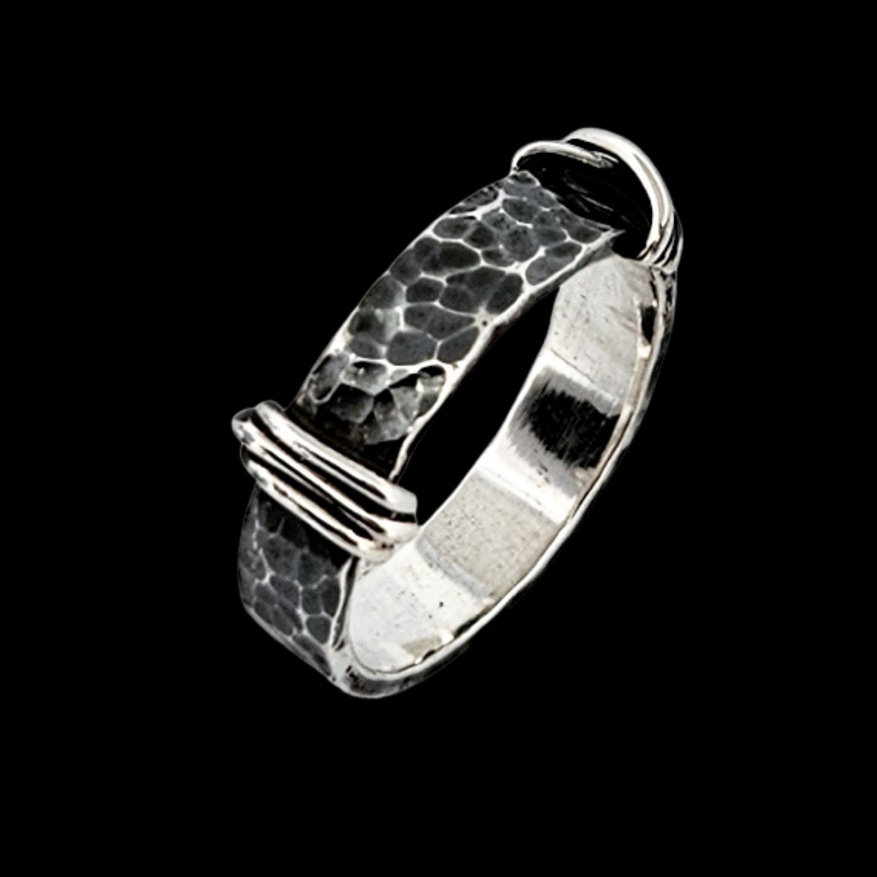 5mm Hammered Silver Mens Wedding Band Ring - Inchoo Bijoux