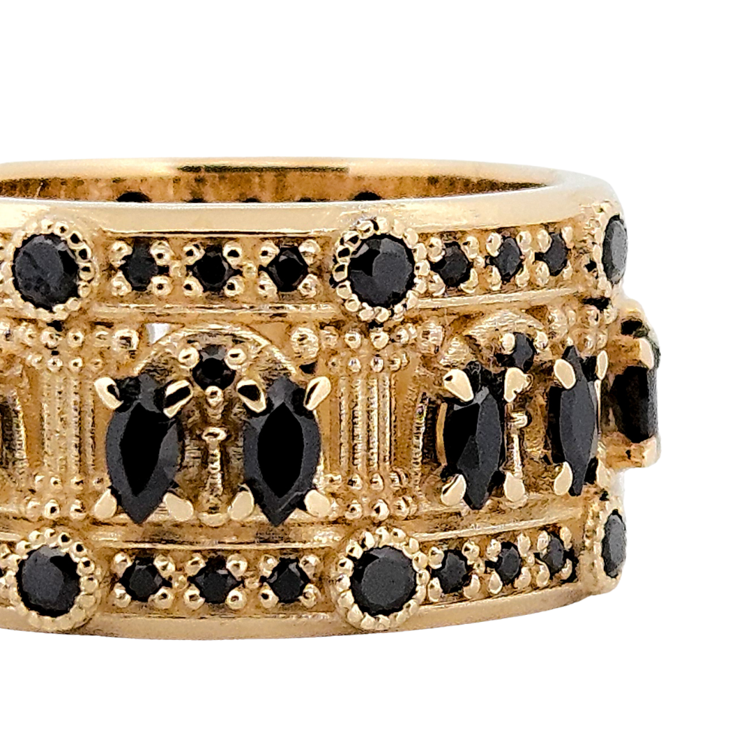 Worship Me Ring Band - Gold and Black Diamonds - Inchoo Bijoux