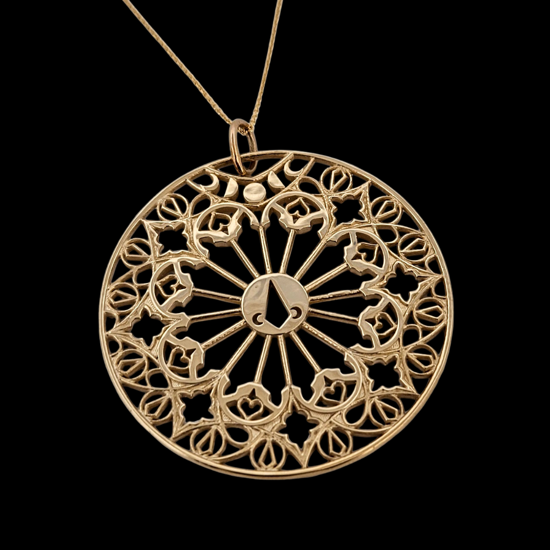 Stained Glass Moon Cathedral Disc Pendant & Chain - Gold Options - Inchoo Bijoux
