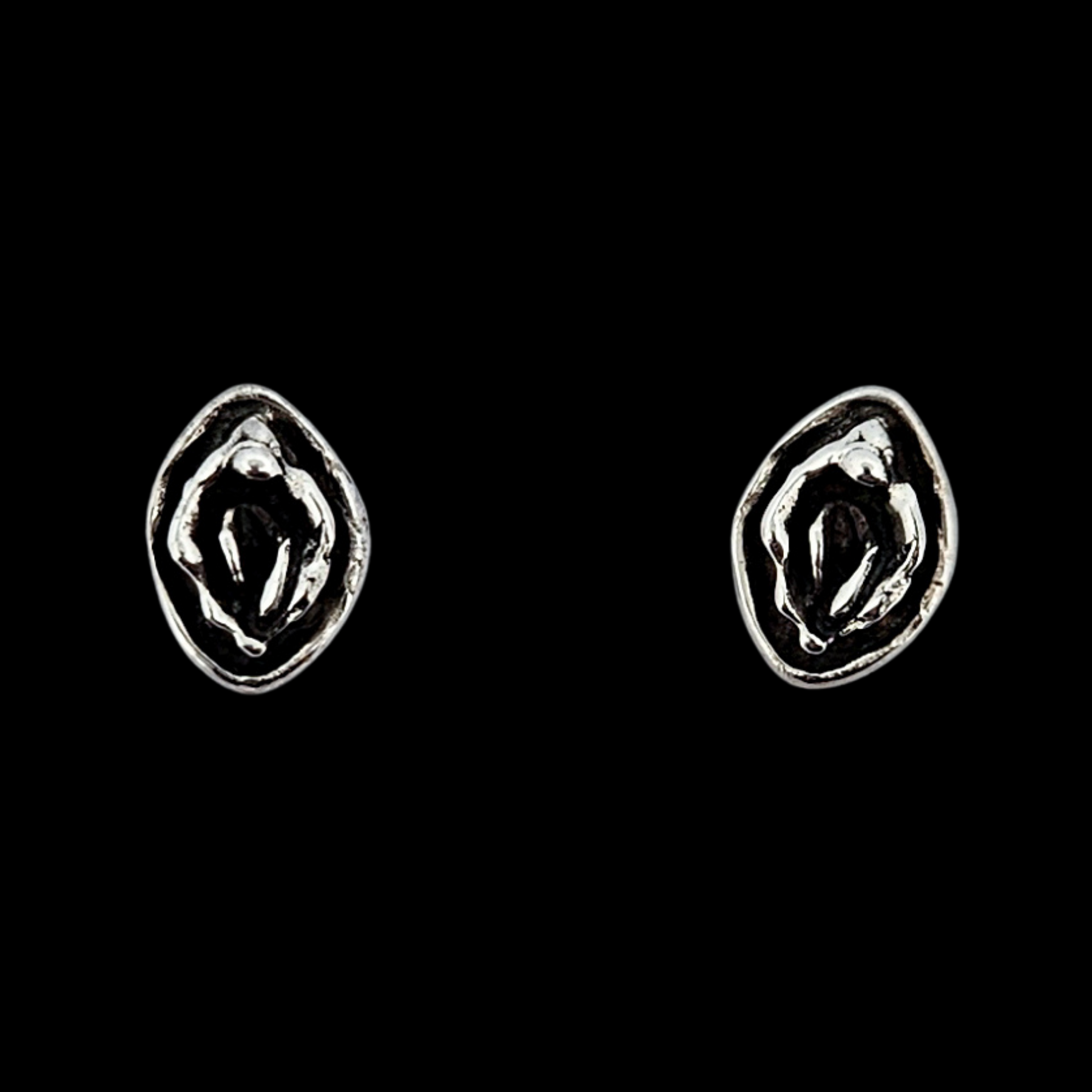 Small Vulva Stud Earrings Sterling Silver