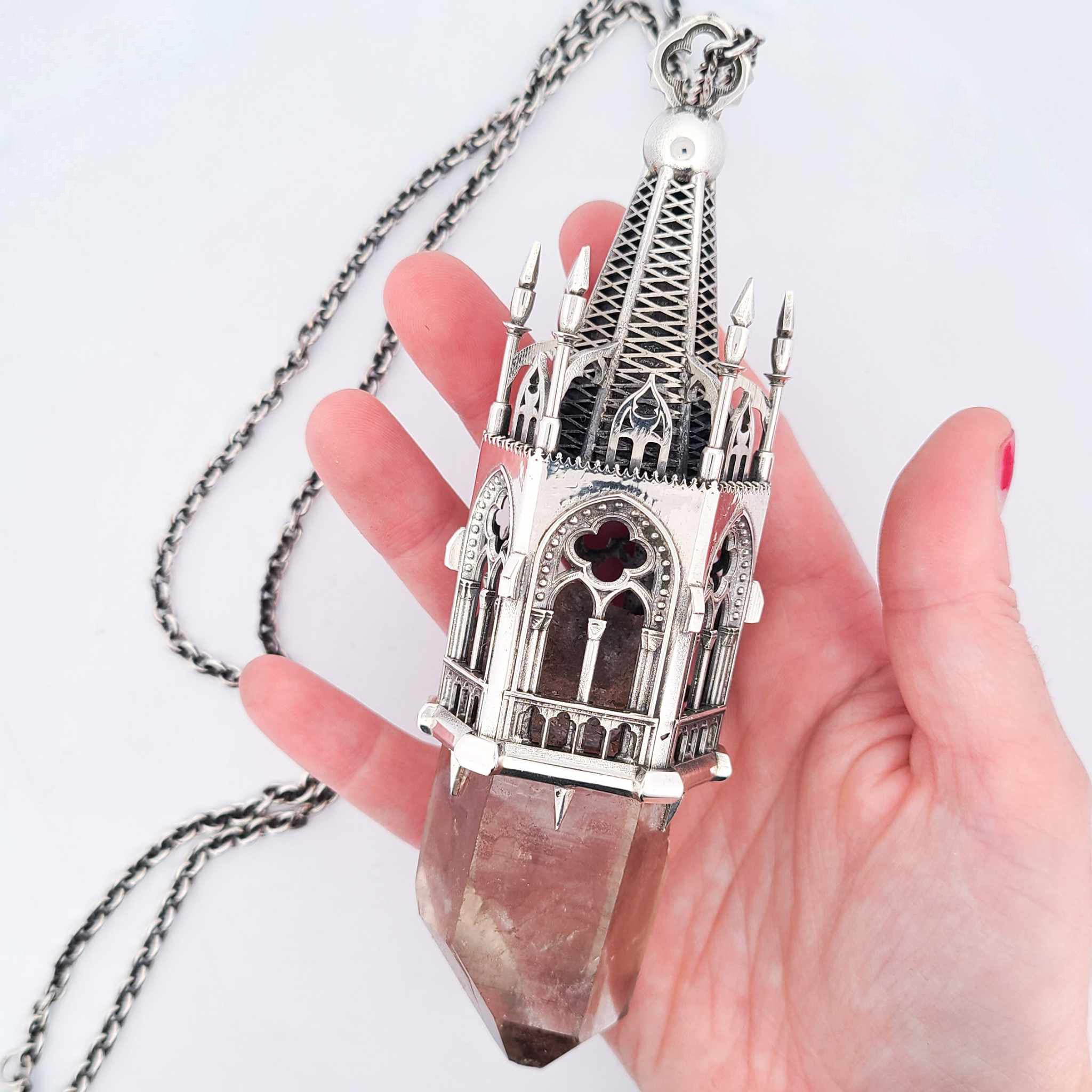 Temptation Tower 1 - Heavy Quartz Cathedral Pendant