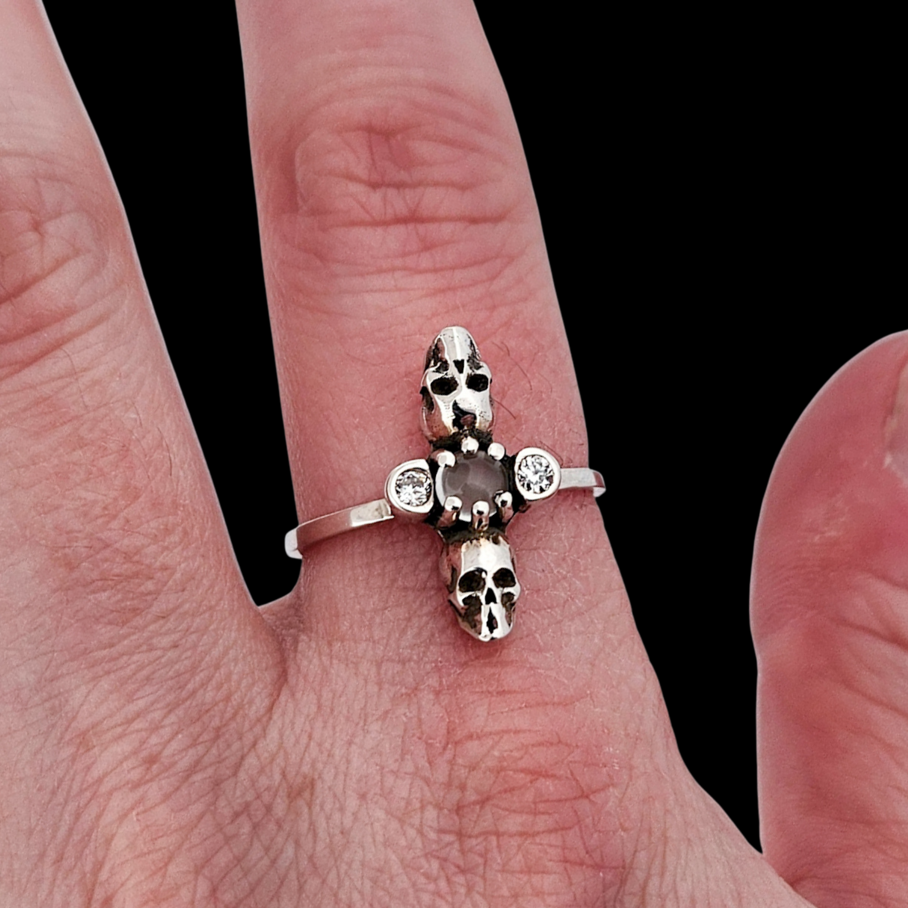 White Moonstone Skull Ring - Inchoo Bijoux