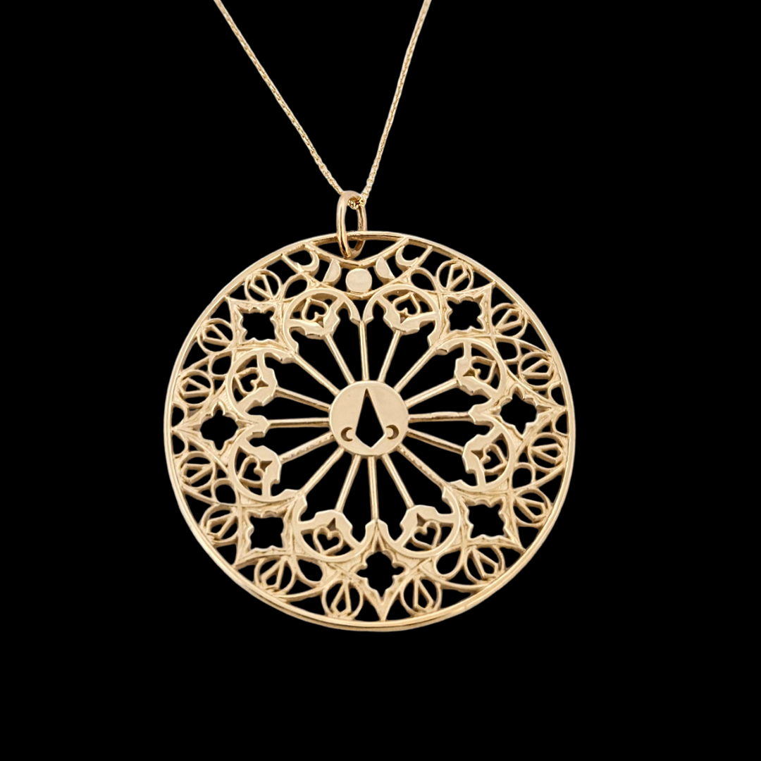 Stained Glass Moon Cathedral Disc Pendant & Chain - Gold Options - Inchoo Bijoux