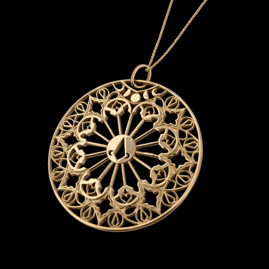 Stained Glass Moon Cathedral Disc Pendant & Chain - Gold Options - Inchoo Bijoux