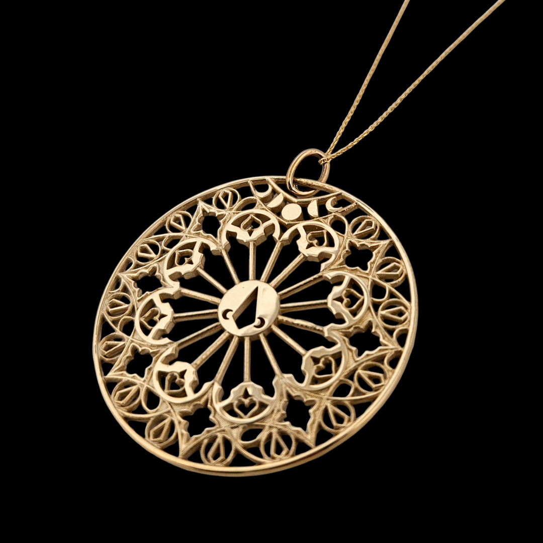Stained Glass Moon Cathedral Disc Pendant & Chain - Gold Options - Inchoo Bijoux