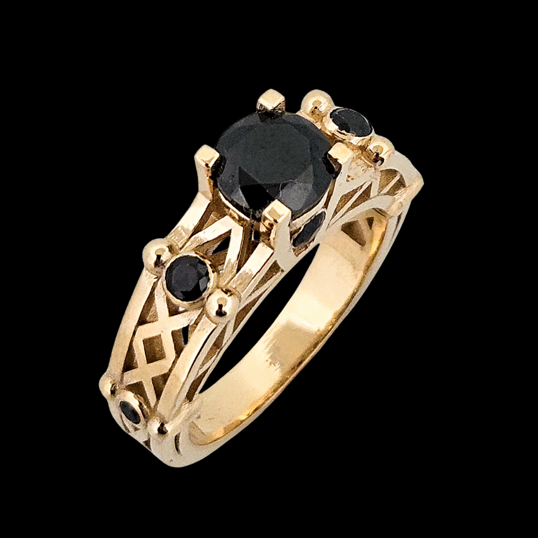 Victoria - Gold and Black Diamond Ring - Inchoo Bijoux