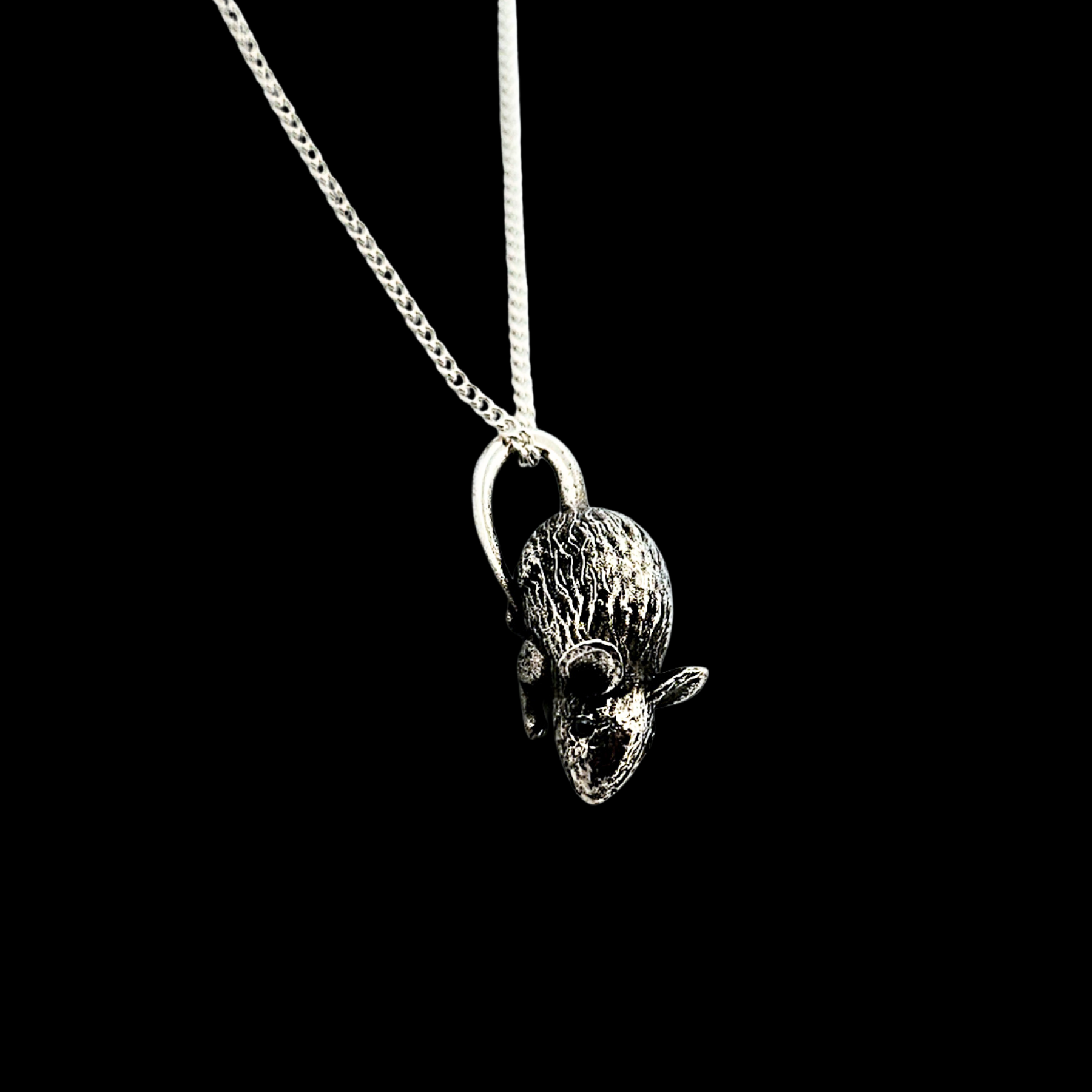 Rat with Gemstone Eyes Pendant Sterling Silver - Inchoo Bijoux
