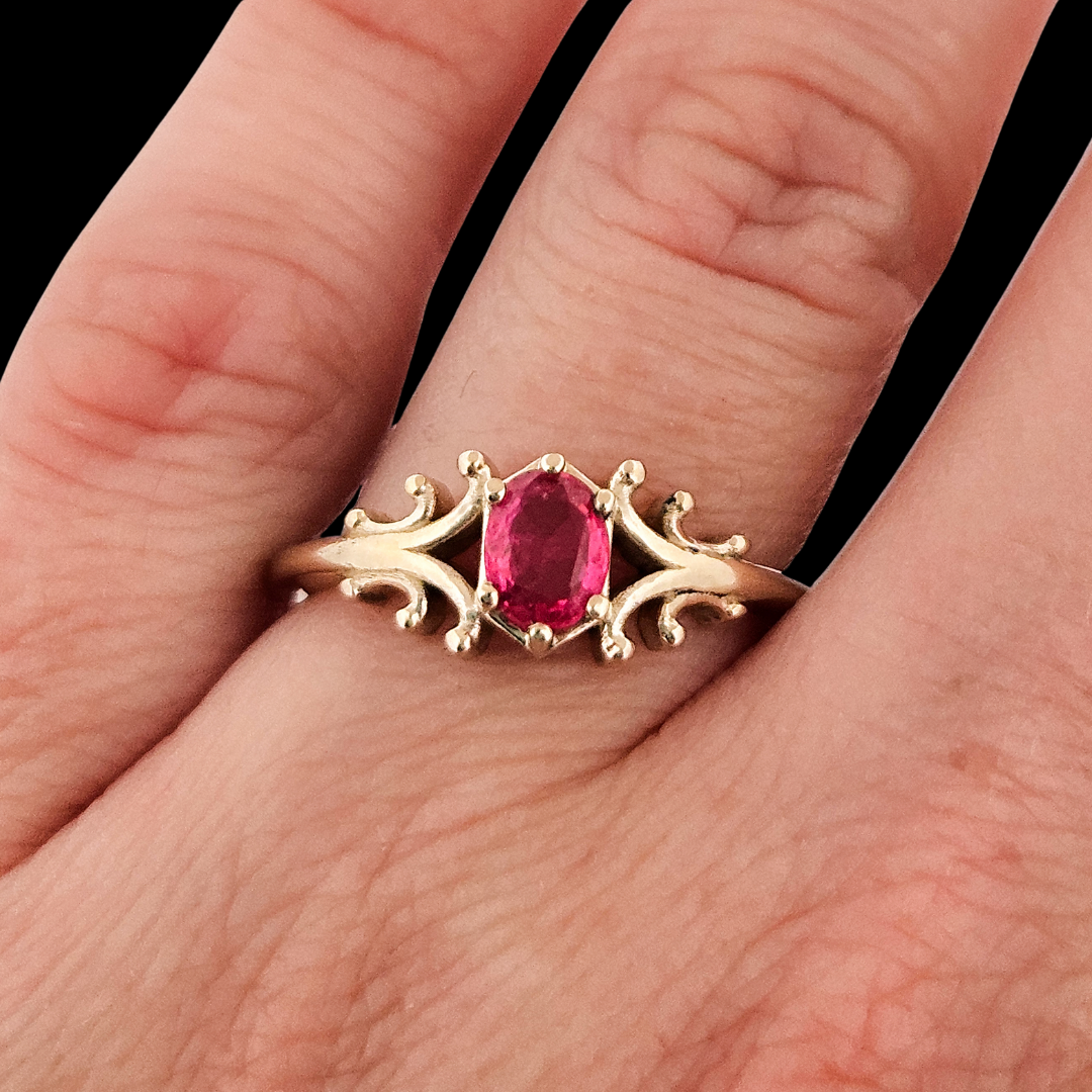 Small Temple Delicate Gothic Ring - Gold and Pink Spinel (Other Gemstone Options Available) - Inchoo Bijoux